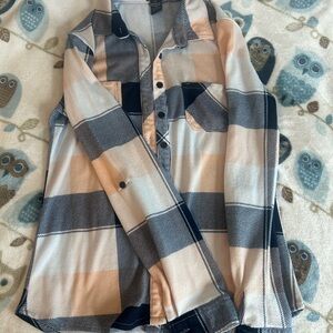 Rue21 Black and Cream Plaid Button-Up Shirt